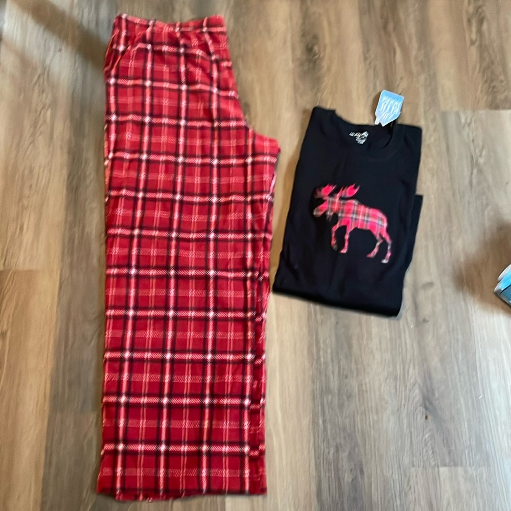Men’s pajamas shirt is brand Little blue House pants are Croft and barrow